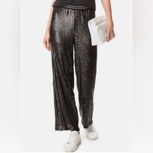 Free People Black Sequin Wide Leg Pants